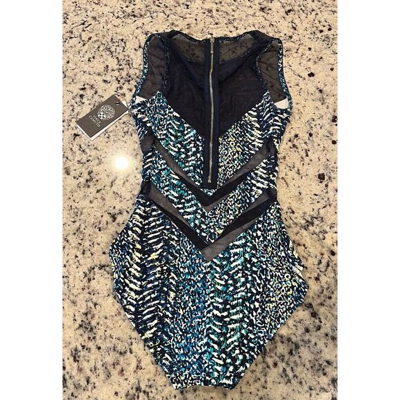 Vince Camuto High Neck One Piece Swimsuit - Abstract Animal - Picture 3 of 6